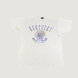Vintage Kentucky Wildcats T-Shirt Grey Single Stitch NCAA UK Graphic Tee Men L